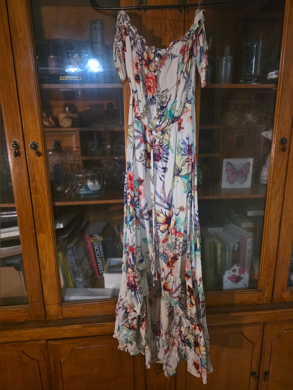 Illa Illa Floral Off-Shoulder Maxi Dress in Cream